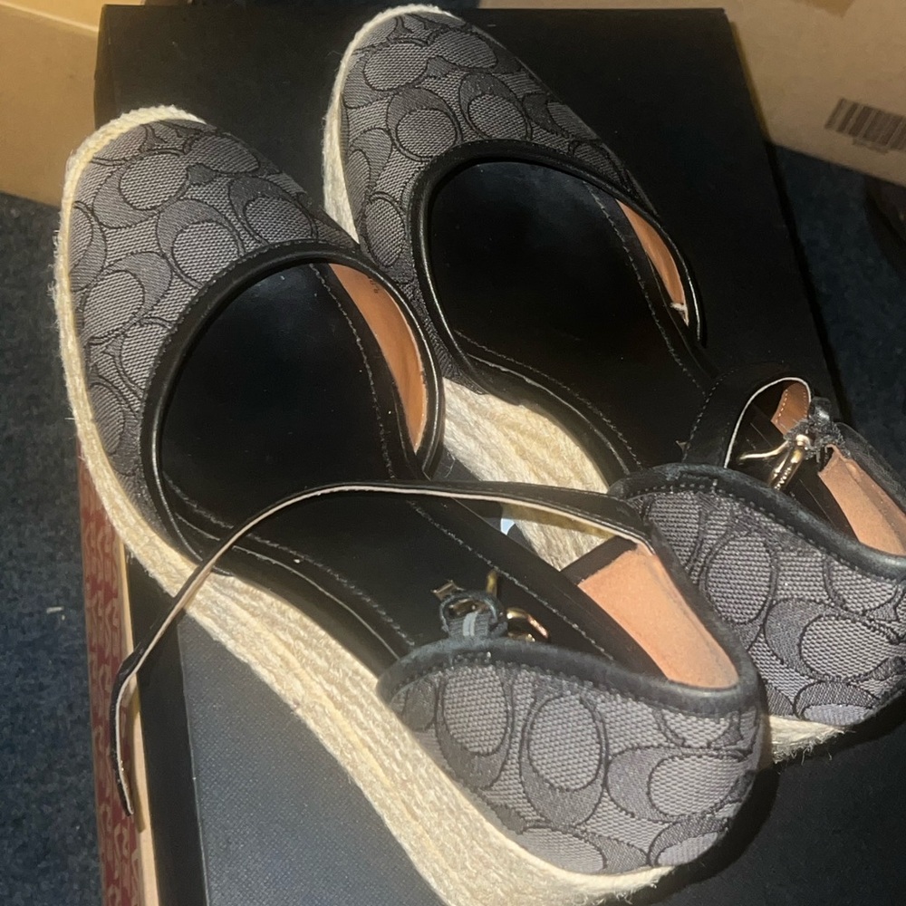 Coach Black and Gray Espadrilles with Signature Monogram